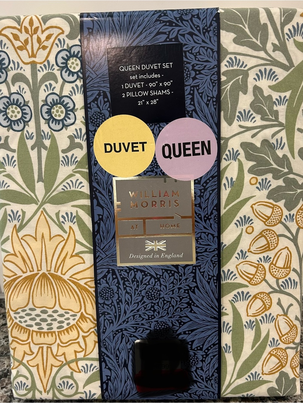 William MORRIS & CO. QUEEN Duvet Set Oak And Willow Green 100% Cotton